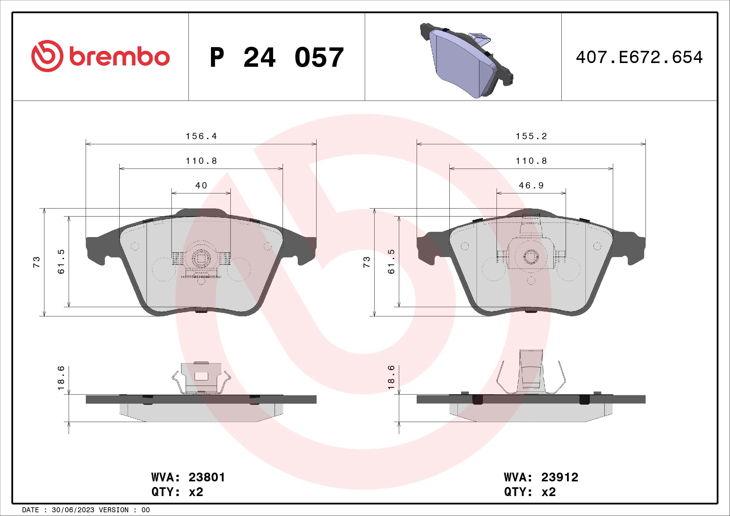 Brembo Brake Pad Set - P85129X