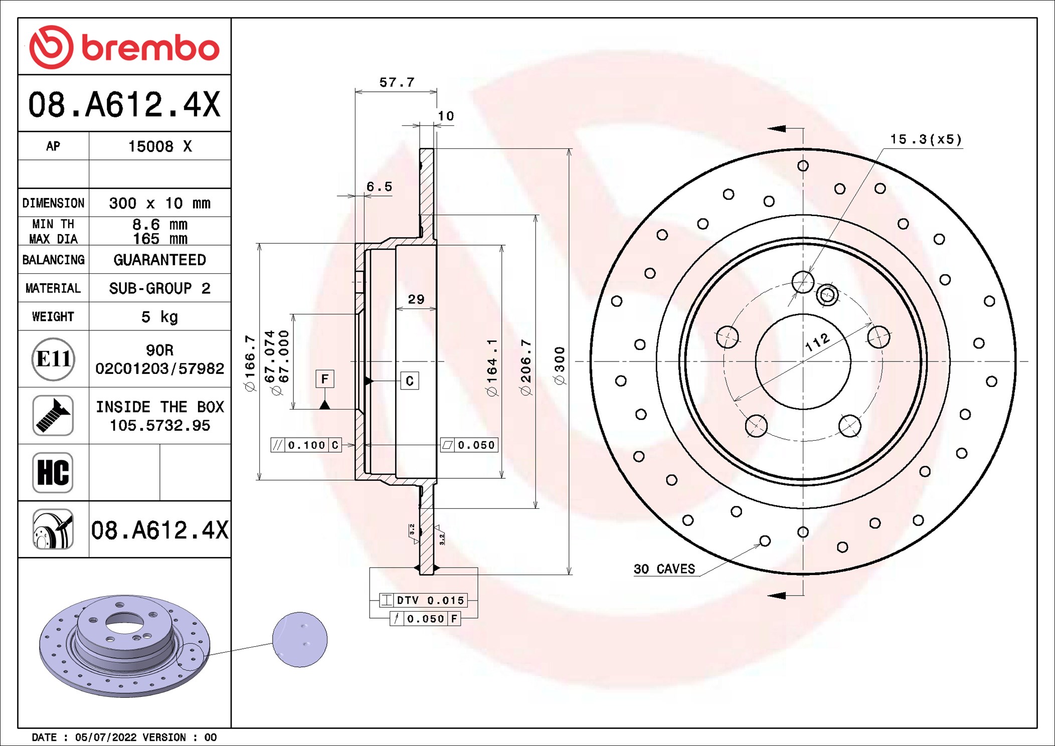 Brembo Brake Disc Rotors - 08.A612.4X