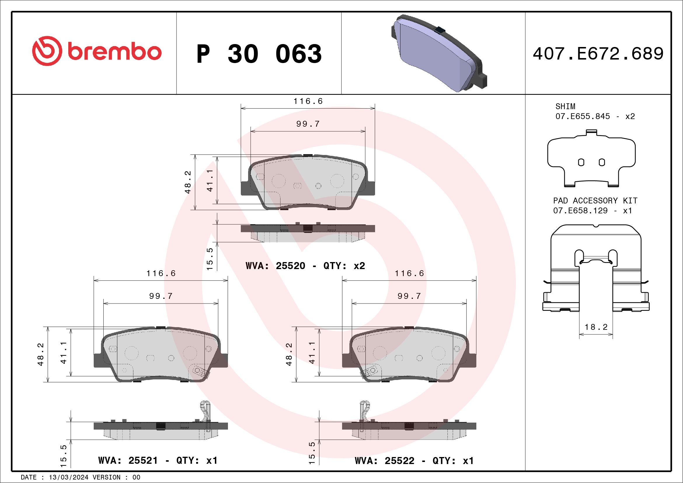 Brembo Brake Pad Set - P30063