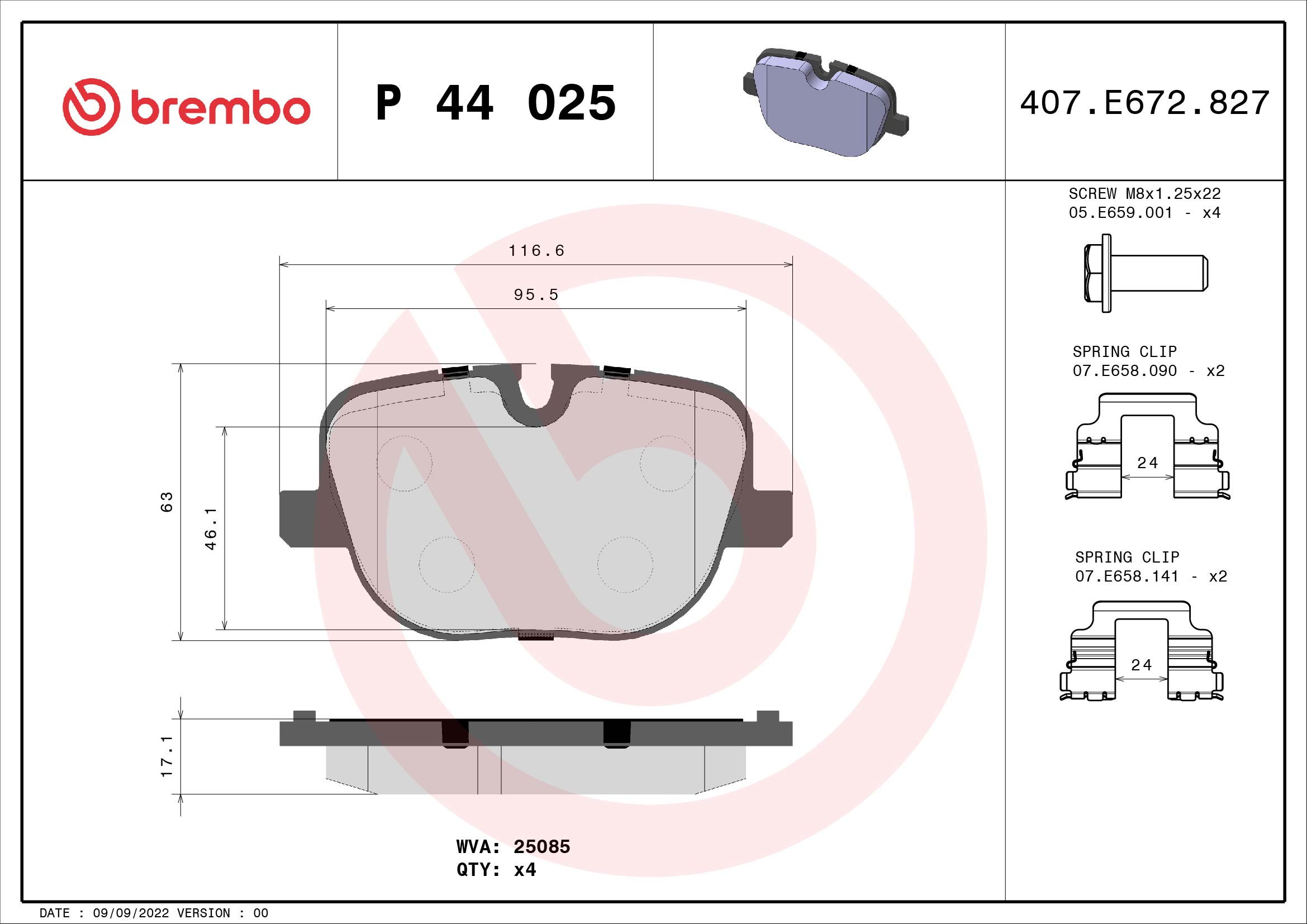 Febi Brake Pad Set - P44025
