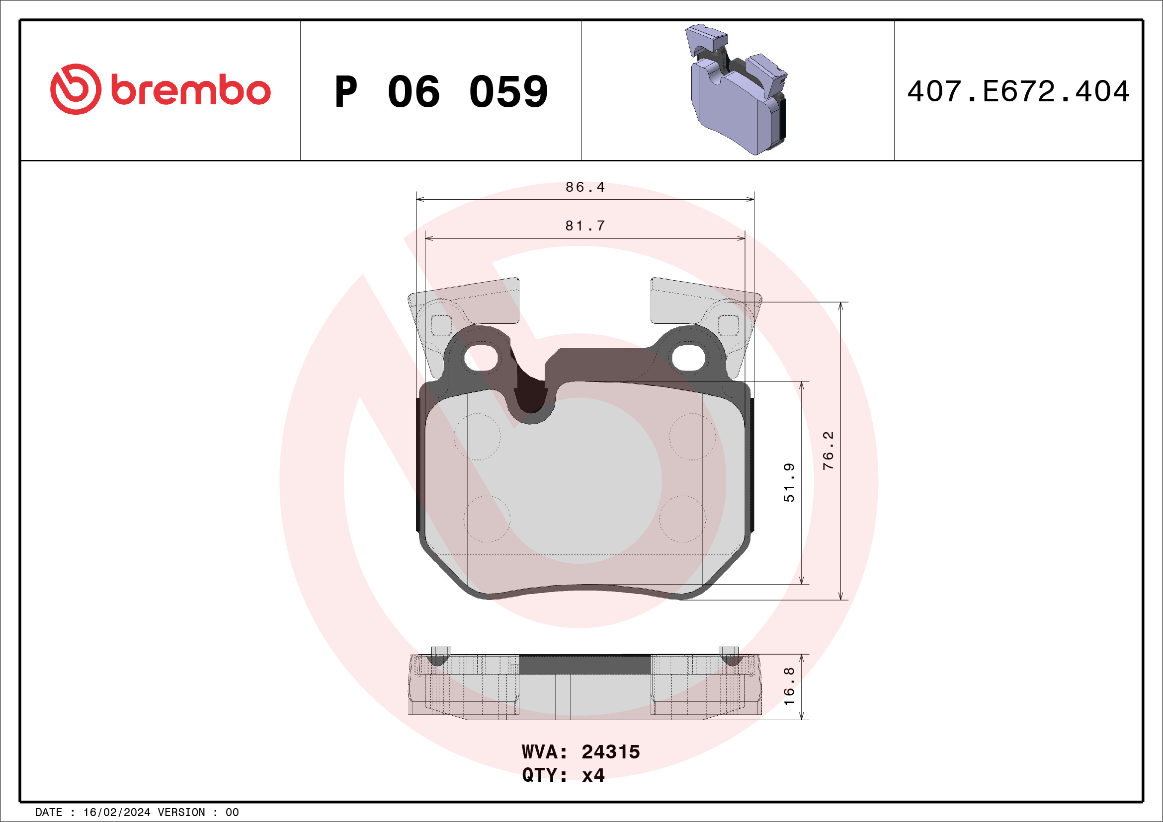 Proformer Brake Pad Set - P06059