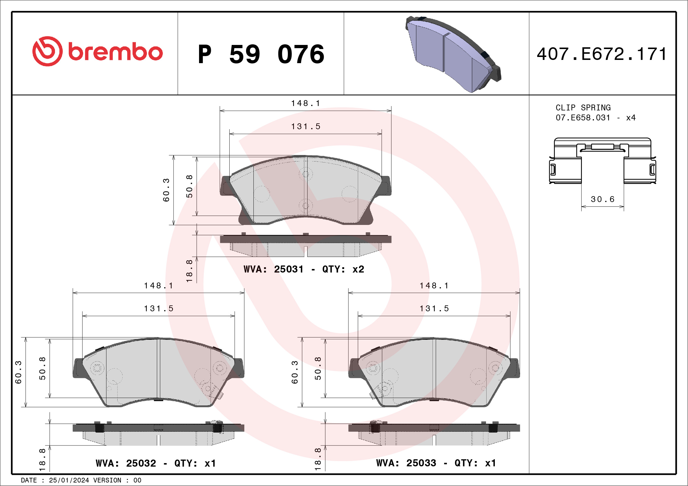 Brembo Brake Pads Set - P59076