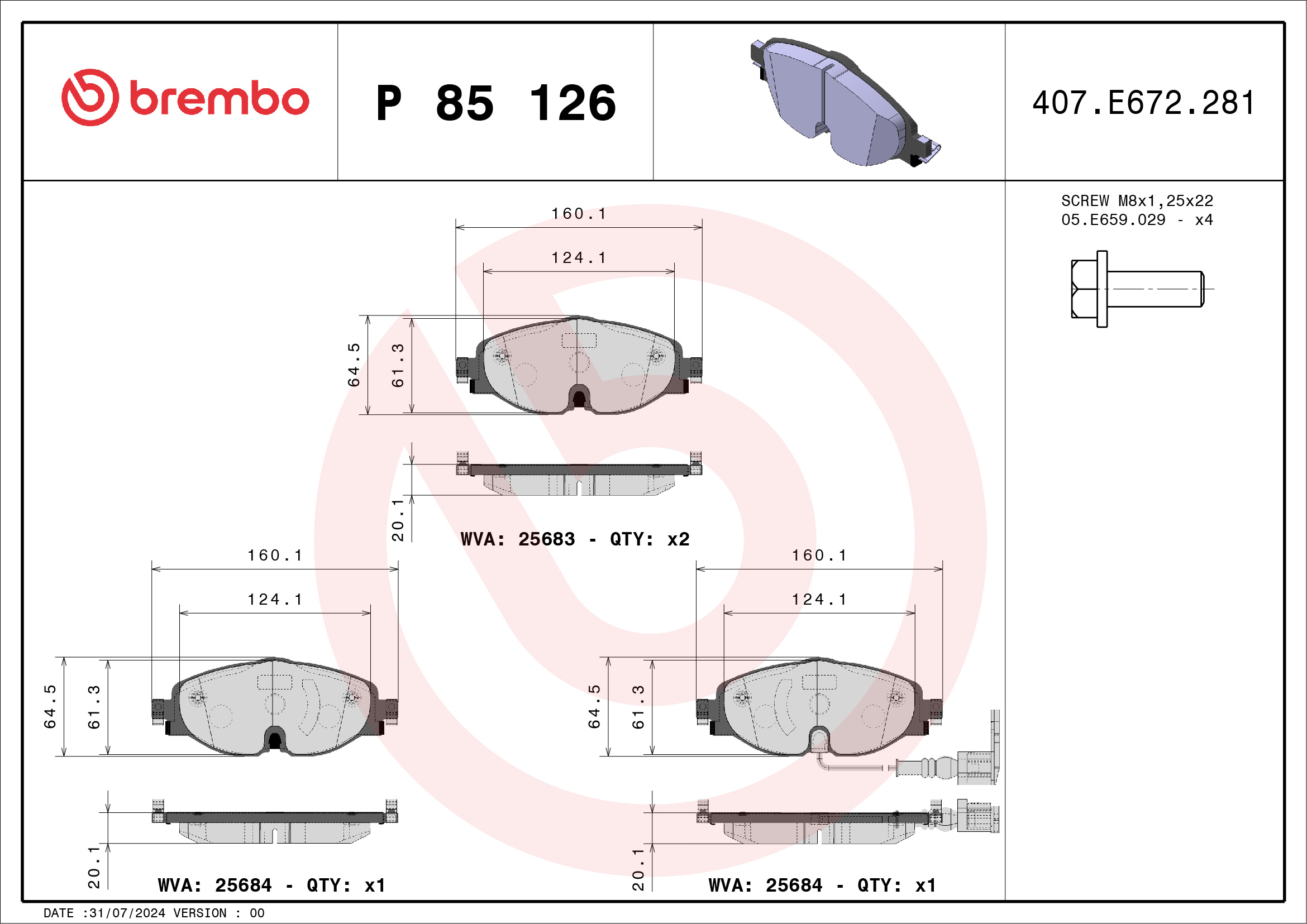 Brembo Brake Pad Set - P83109
