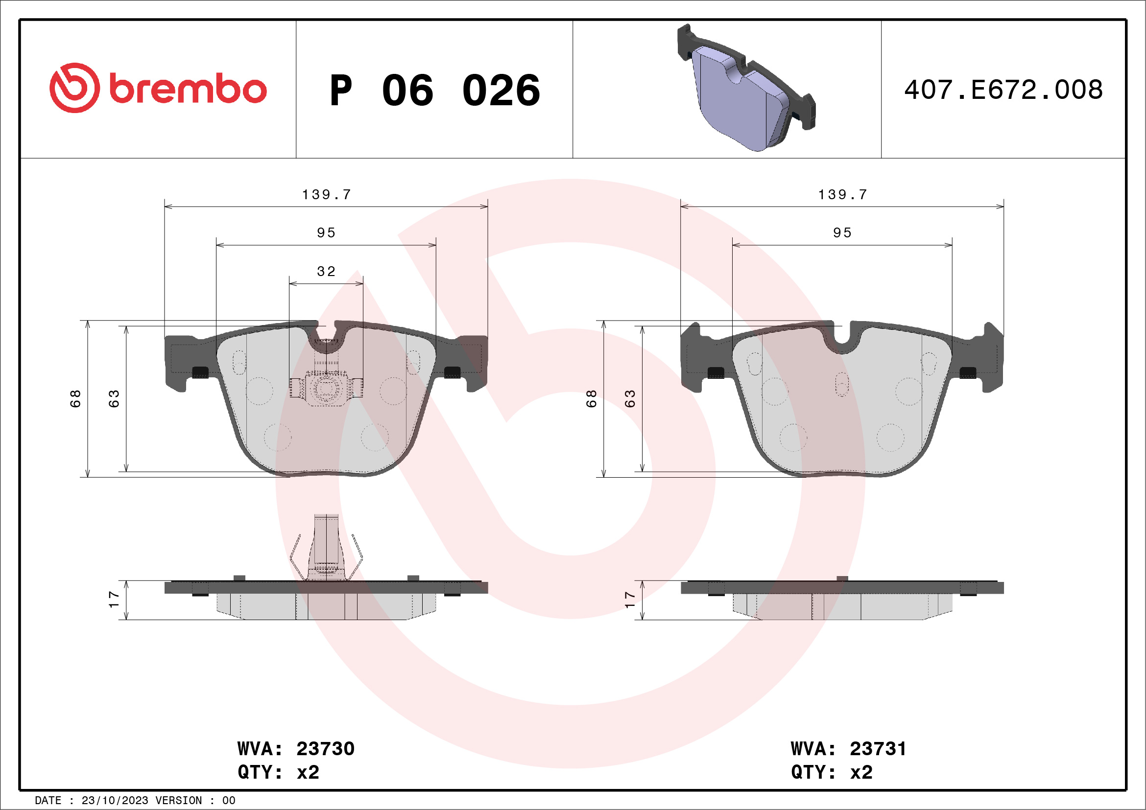 Brembo Brake Pad Set - P06026