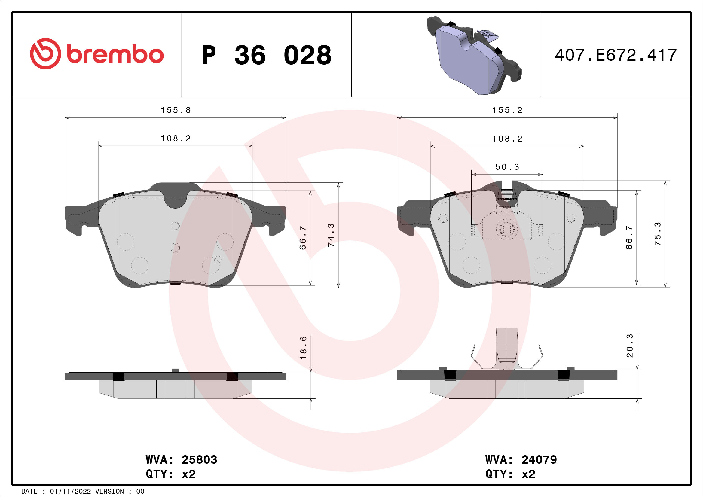 Brembo Brake Pad Set - P36028