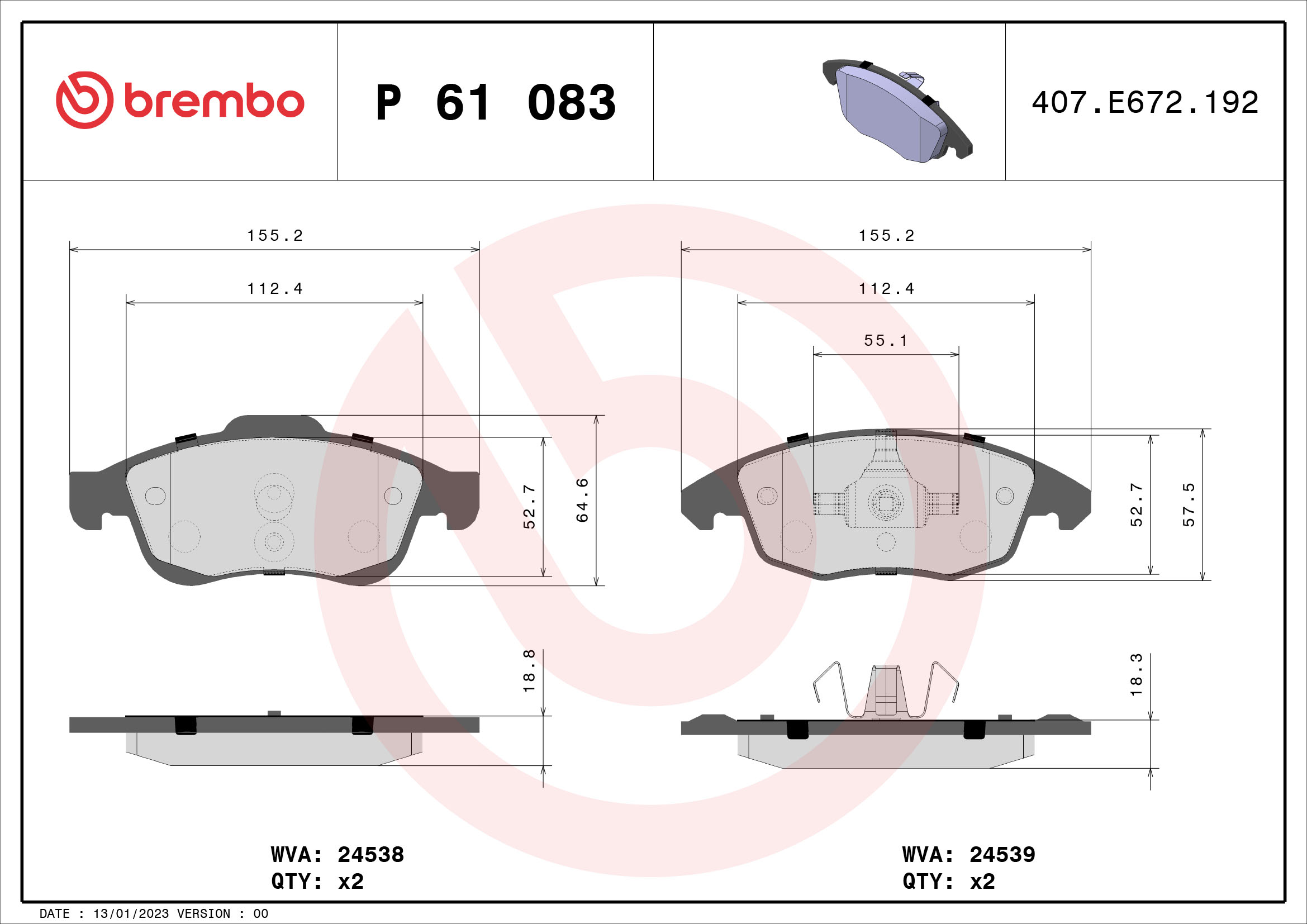 Brembo Brake Pad Set - P50146