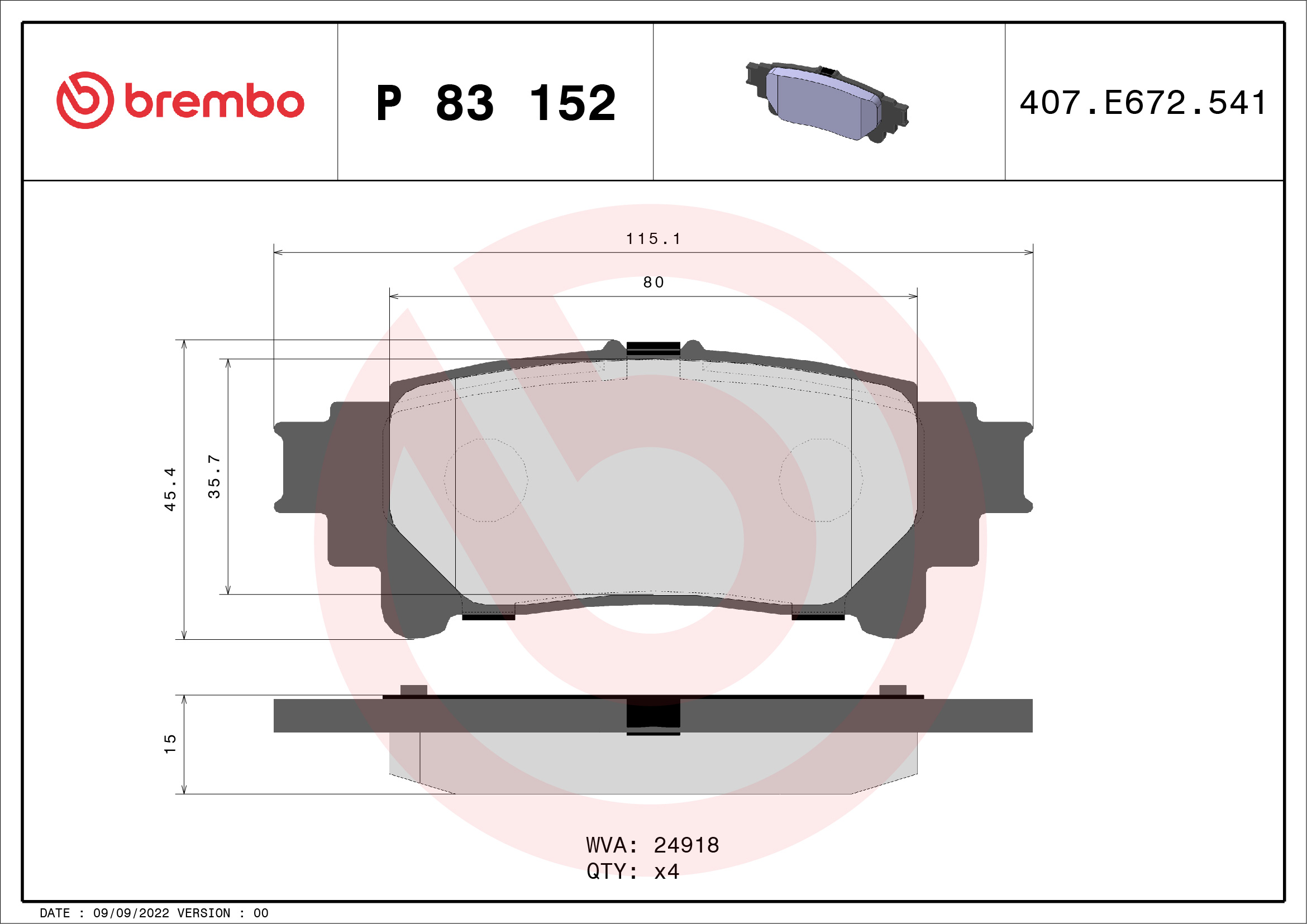 Febi Brake Pad Set - P83152